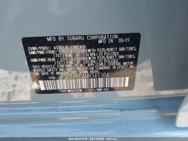 JF2GTHRC4MH345364 Subaru Crosstrek Sport