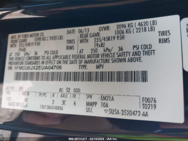 Ford Escape Titanium 2014 1FMCU0JX2EUA04706 Image 9
