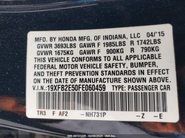 19XFB2E50FE060459 Honda Civic Lx
