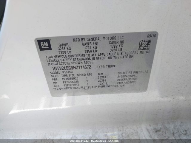 1GTV2LEC9HZ114672 GMC SIERRA 1500
