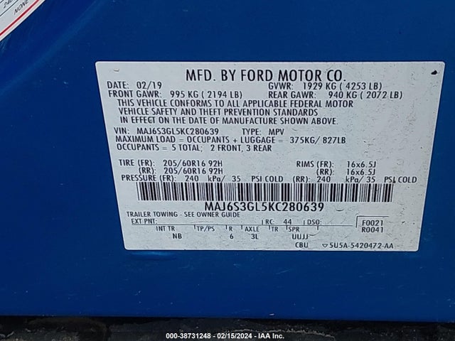 Ford Ecosport Se 2019 MAJ6S3GL5KC280639 Image 9