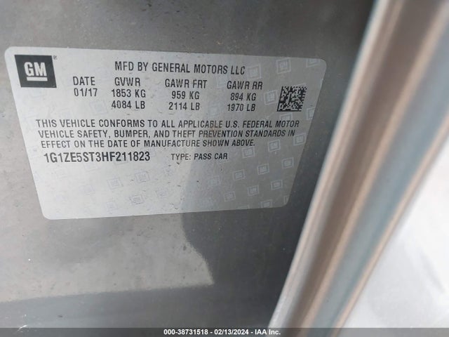 Chevrolet MALIBU 1LT 2017 1G1ZE5ST3HF211823 Image 9