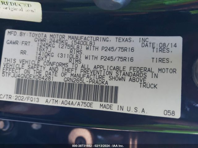 5TFJU4GN0EX064281 Toyota Tacoma Prerunner V6
