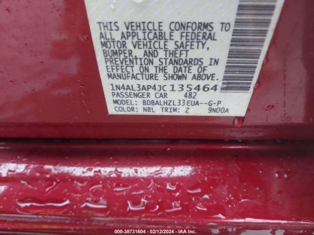 1N4AL3AP4JC135464 Nissan Altima 2.5 Sr