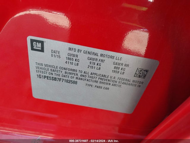 Chevrolet Cruze 2lt Auto 2015 1G1PE5SB7F7182588 Image 9