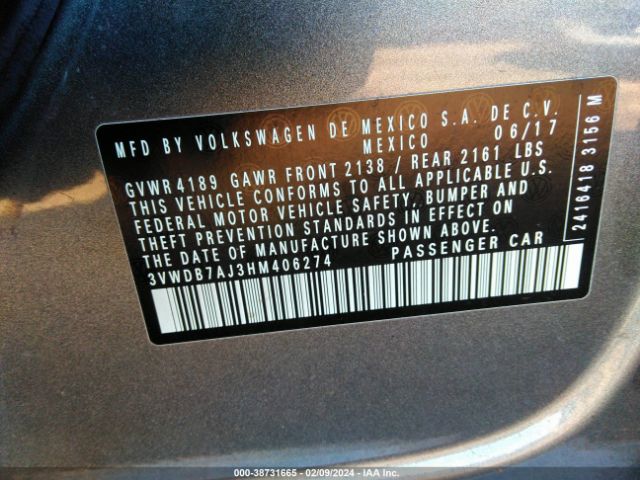 3VWDB7AJ3HM406274 Volkswagen Jetta 1.4t Se