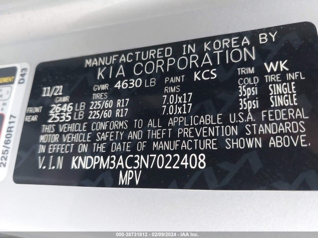 KIA Sportage Lx 2022 KNDPM3AC3N7022408 Image 9