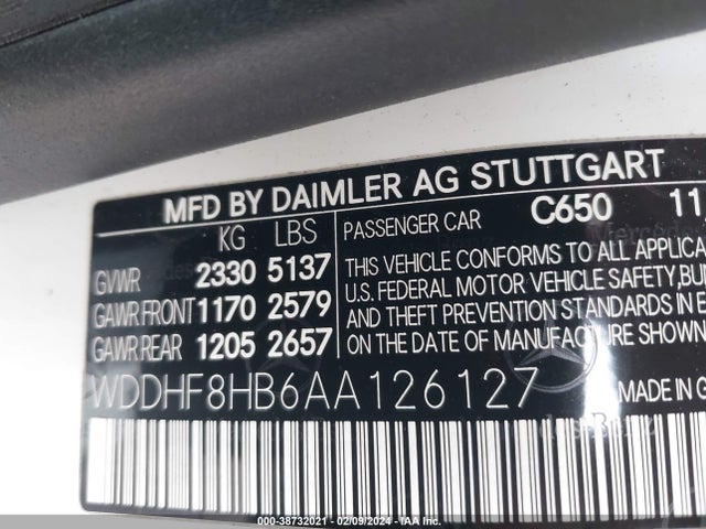 2010 MERCEDES-BENZ E 350 4MATIC VIN: WDDHF8HB6AA126127