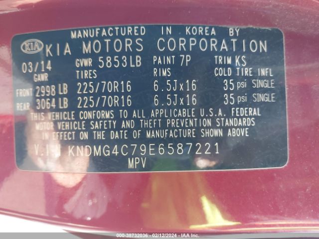 KNDMG4C79E6587221 KIA SEDONA LX