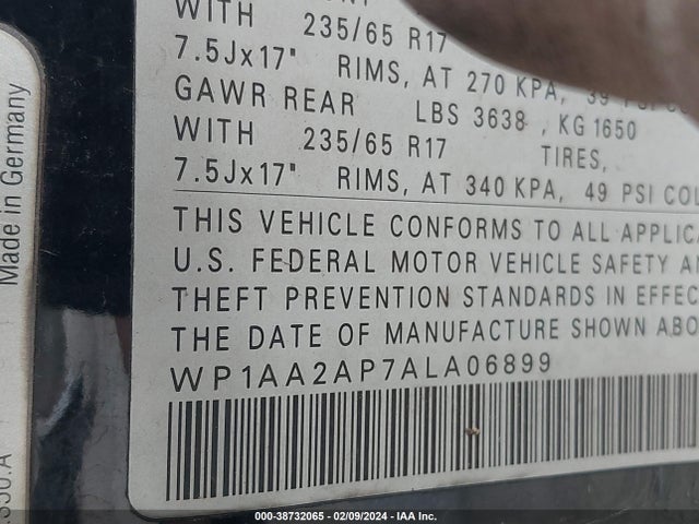 2010 PORSCHE CAYENNE WP1AA2AP7ALA06899 Photo 8