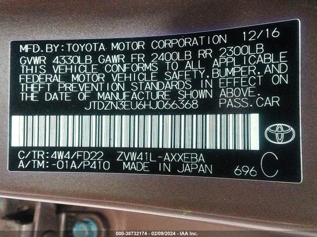 Toyota Prius V Two 2017 JTDZN3EU6HJ066368 Image 9