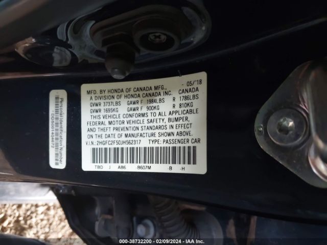 2HGFC2F50JH562317 Honda Civic Lx