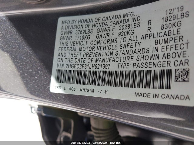 Honda Civic Sport 2020 2HGFC2F81LH521997 Image 9