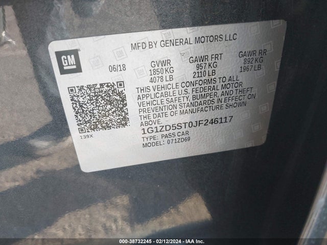 Chevrolet MALIBU LT 2018 1G1ZD5ST0JF246117 Image 9