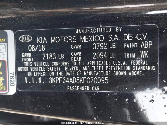 KIA FORTE S 2019 3KPF34AD8KE020095 Image 9