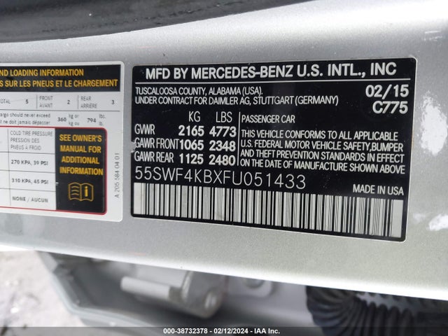 Mercedes-Benz C 300 2015 55SWF4KBXFU051433 Image 9