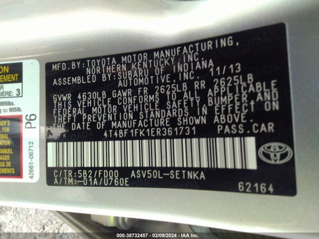 Toyota CAMRY LE 2014 4T4BF1FK1ER361731 Image 9