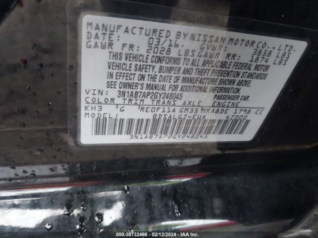 3N1AB7AP2GY248045 Nissan SENTRA SL