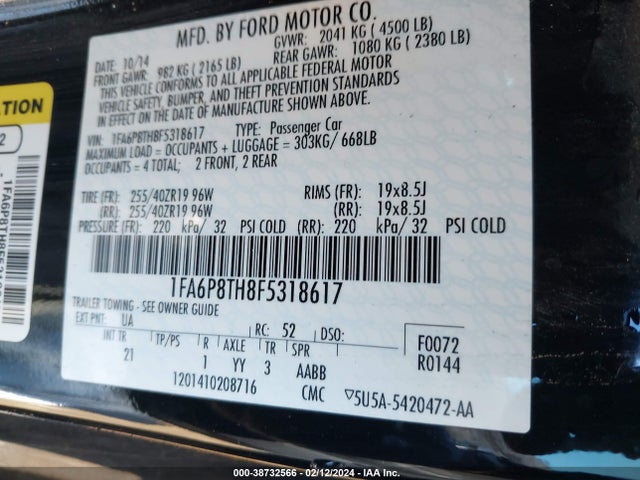 Ford Mustang Ecoboost 2015 1FA6P8TH8F5318617 Image 9
