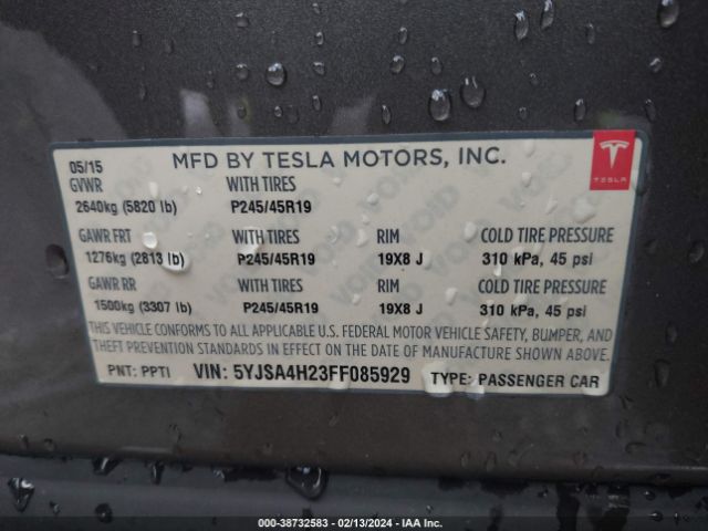 5YJSA4H23FF085929 Tesla Model S 70d/85d/p85d