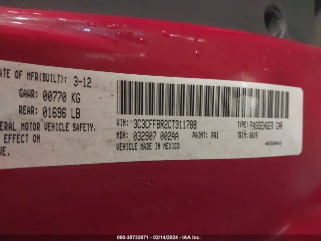 2012 FIAT 500 3C3CFFBR2CT311788 Photo 8