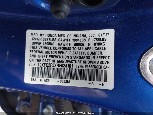 Honda Civic Lx 2017 19XFC2F5XHE024101 Image 9