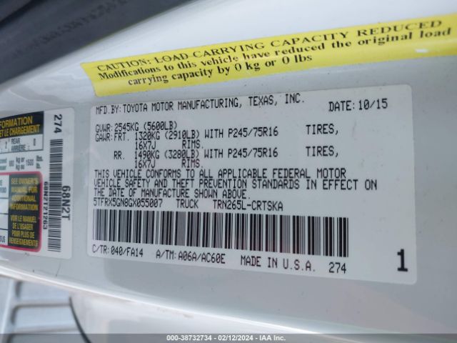 5TFRX5GN8GX055007 Toyota Tacoma Sr