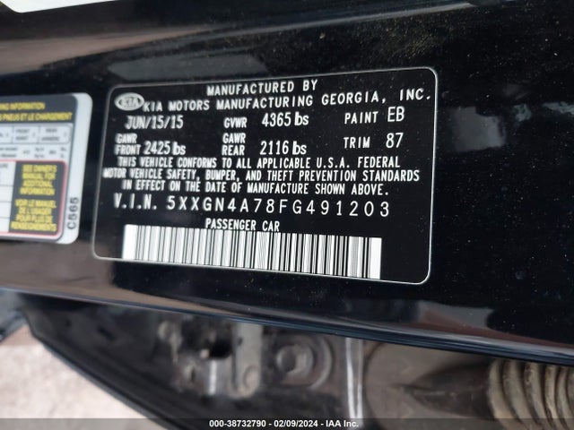 KIA OPTIMA EX 2015 5XXGN4A78FG491203 Image 9