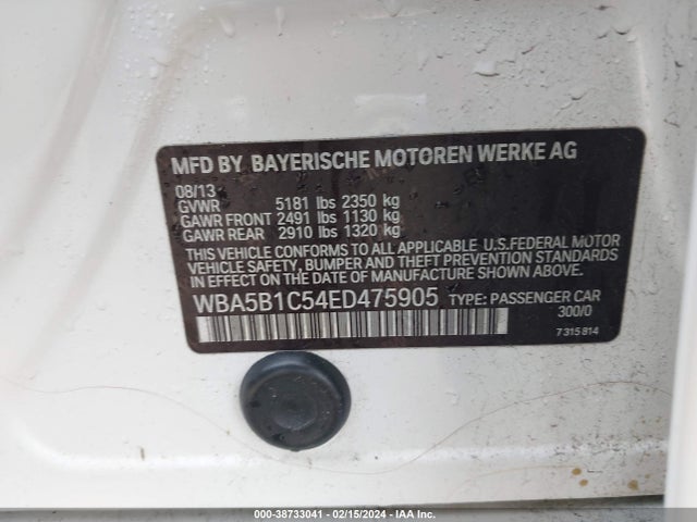 BMW 535i 2014 WBA5B1C54ED475905 Image 9