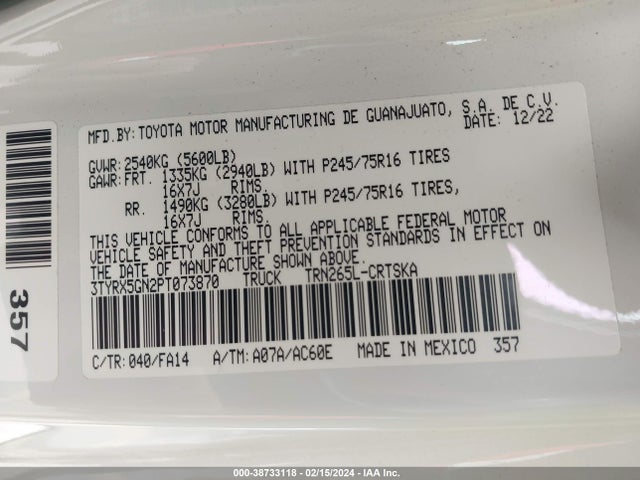 Toyota Tacoma Sr 2023 3TYRX5GN2PT073870 Image 9