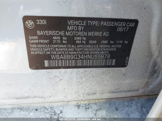 BMW 330I 2017 WBA8B9G34HNU55978 Image 9
