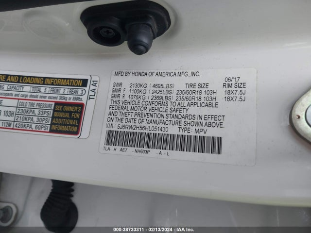 Honda CR-V EX 2017 5J6RW2H56HL051430 Image 9