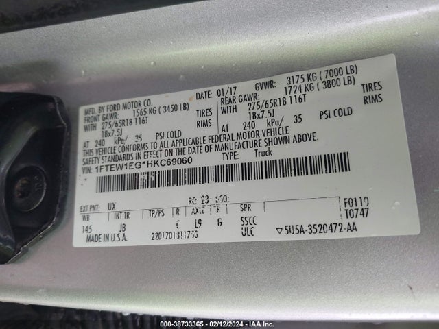 Ford F-150 Xlt 2017 1FTEW1EG1HKC69060 Image 9