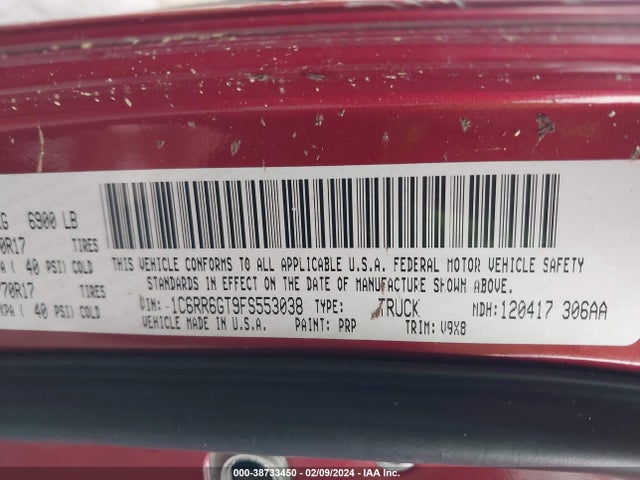 RAM 1500 Slt 2015 1C6RR6GT9FS553038 Image 9