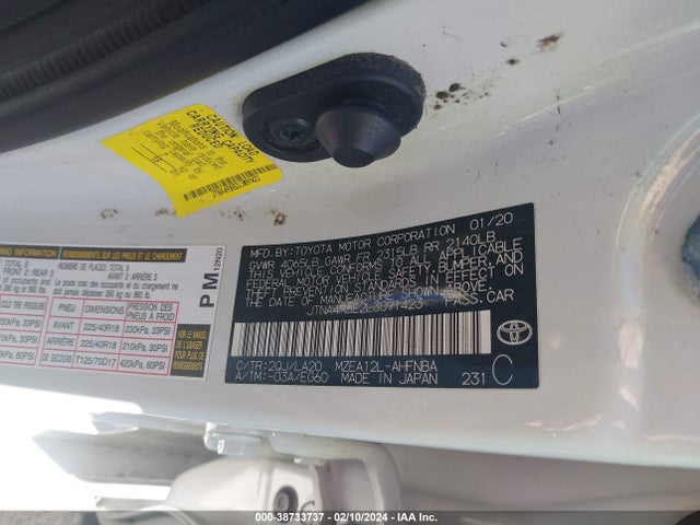 Toyota Corolla Xse 2020 JTNA4RBE2L3091423 Image 9
