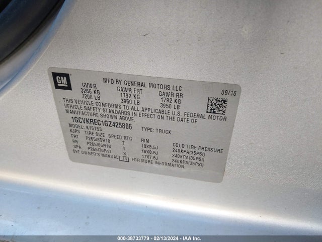 Chevrolet Silverado 1500 2lt 2016 1GCVKREC1GZ425806 Image 9