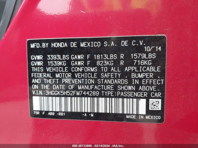 Honda FIT LX 2015 3HGGK5H52FM744289 Image 9