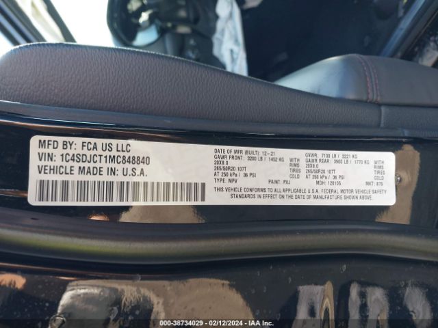 1C4SDJCT1MC848840 Dodge Durango R/t Awd