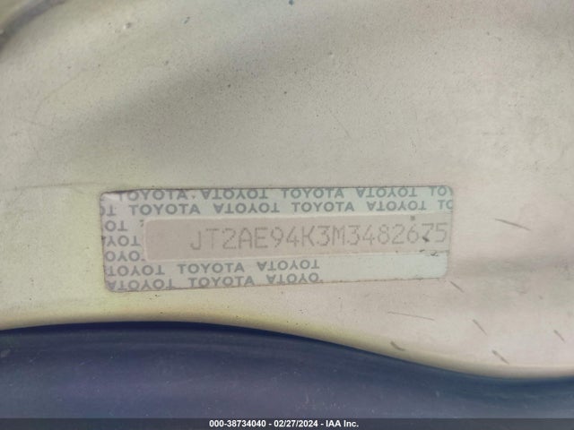 1991 TOYOTA COROLLA DLX VIN: JT2AE94K3M3482675