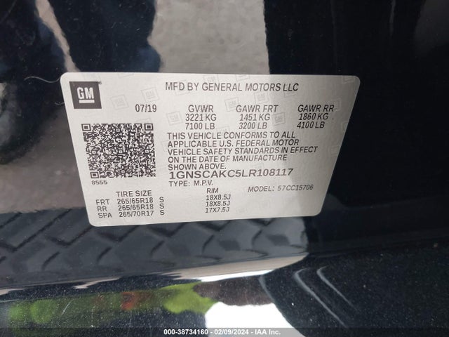 Chevrolet Tahoe 2wd Ls 2020 1GNSCAKC5LR108117 Image 9