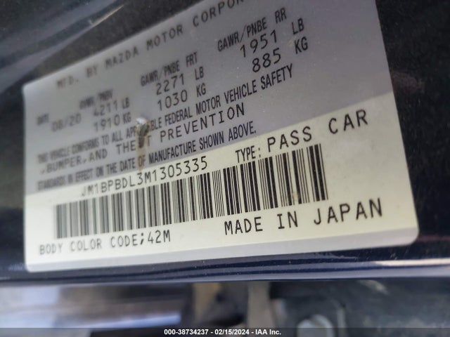 JM1BPBDL3M1305335 Mazda py