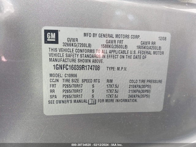 2009 CHEVROLET SUBURBAN 1GNFC16039R174708 Photo 8