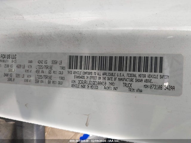 RAM Promaster 3500 High Roof 2016 3C6URVJG1GE100410 Image 9