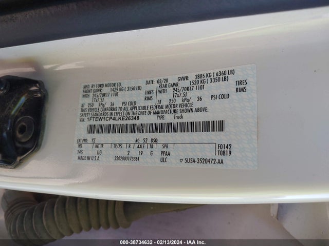 Ford F-150 Xlt 2020 1FTEW1CP4LKE26348 Image 9