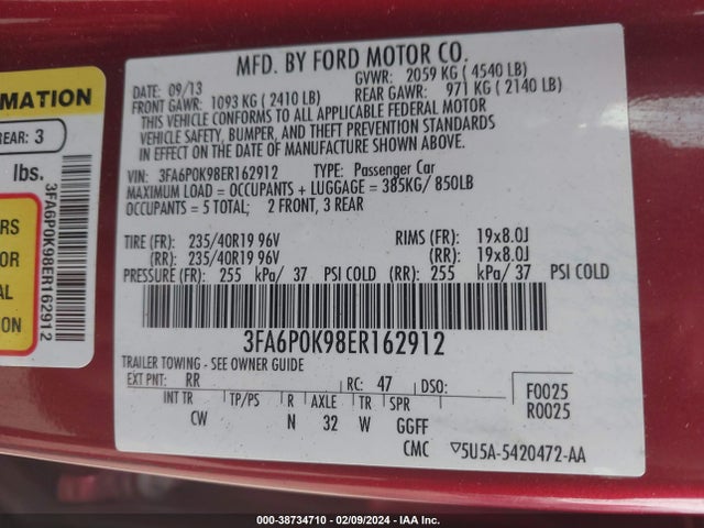 Ford Fusion Titanium 2014 3FA6P0K98ER162912 Image 9