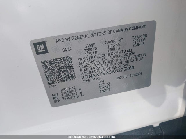 Chevrolet Equinox Premier 2019 2GNAXYEX3K6276260 Image 9