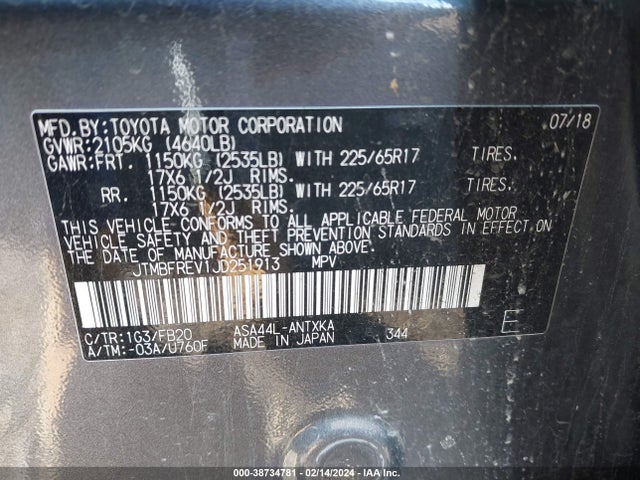 Toyota RAV4 LE 2018 JTMBFREV1JD251913 Image 9