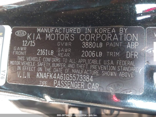 KIA FORTE LX 2016 KNAFK4A61G5573384 Image 9