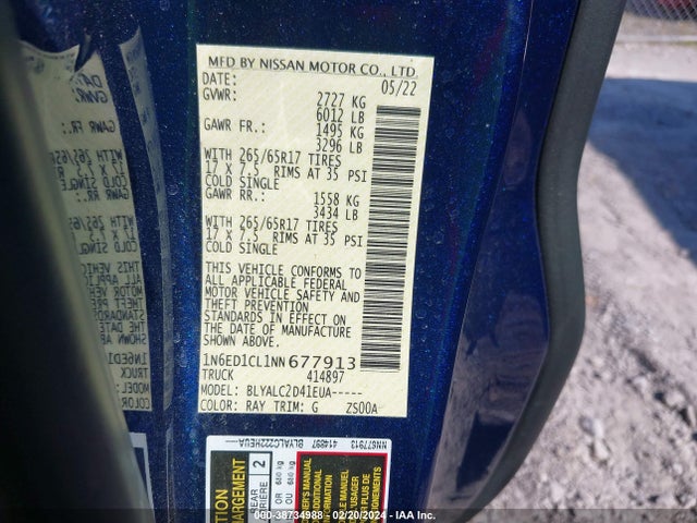Nissan Frontier King Cab Sv 4x2 2022 1N6ED1CL1NN677913 Image 9