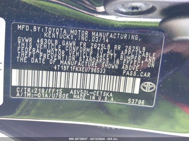 Toyota CAMRY SE 2014 4T1BF1FKXEU796533 Image 9